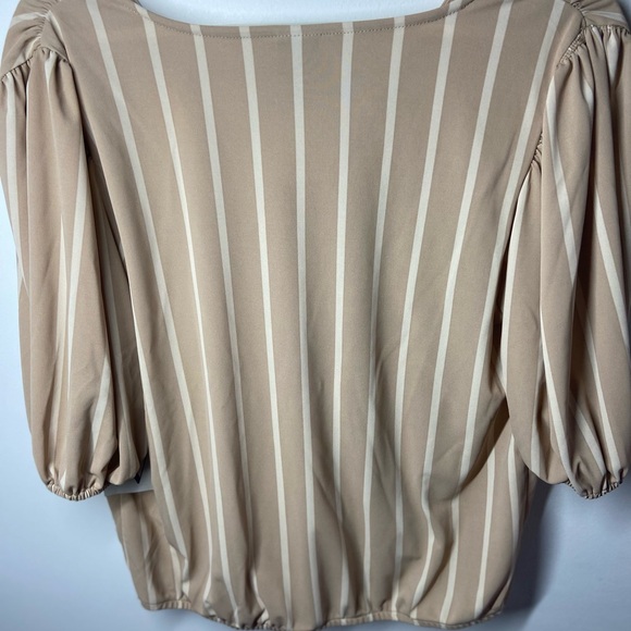 Worthington Cream Tan Wrap Blouse 3/4 Sleeve - Picture 4 of 7